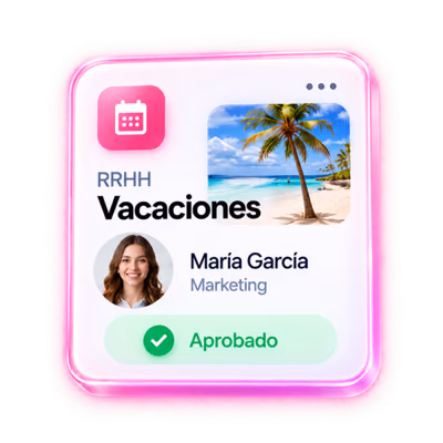 Action Card de vacaciones aprobadas para María García